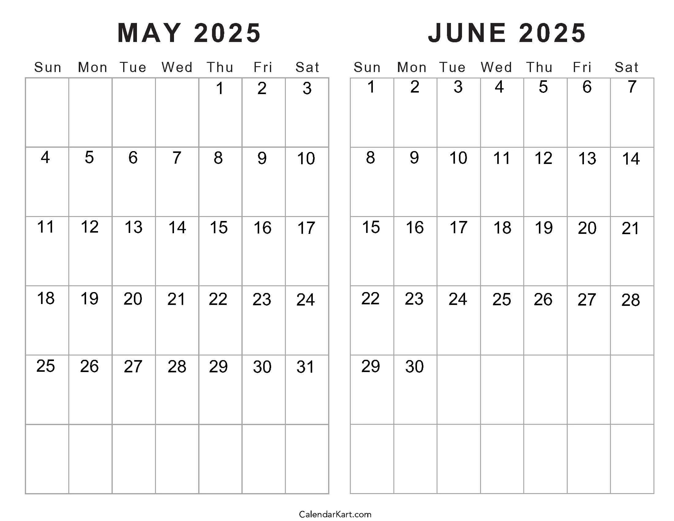 Free Printable Blank Calendar Design 2025