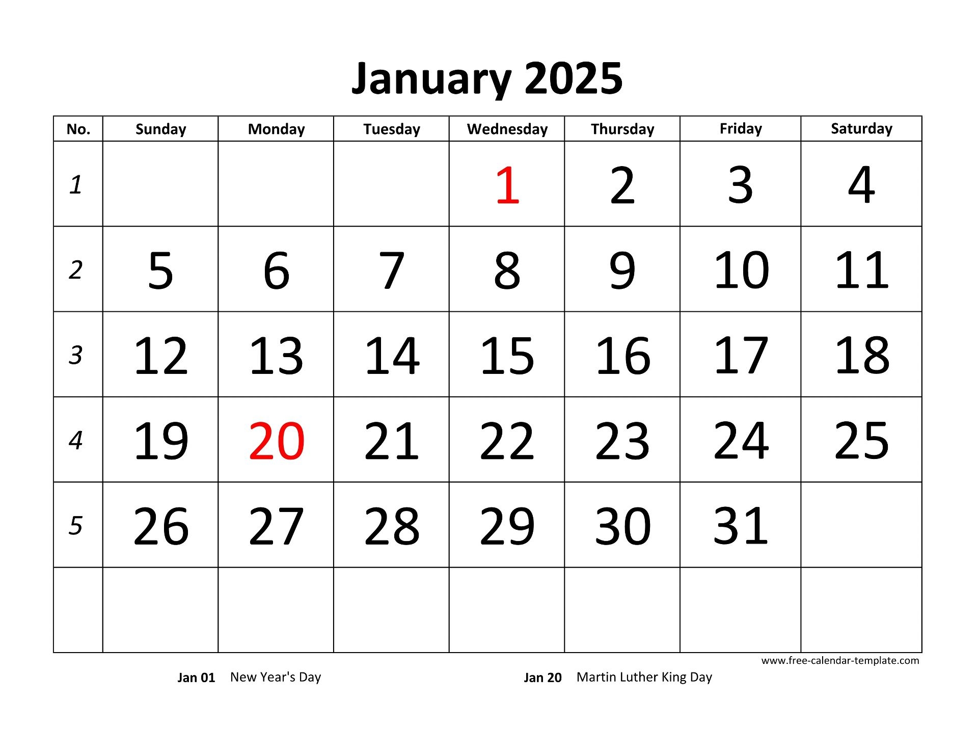 12 Month Printable Blank 2025 Calendar