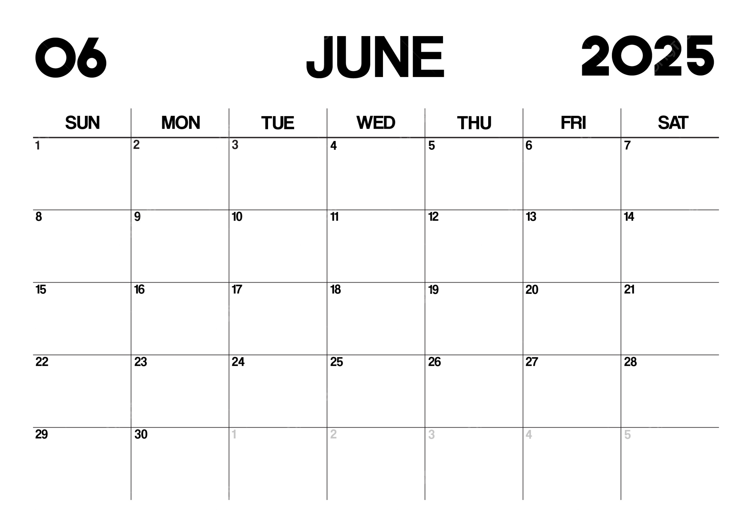 Free Blank Printable Calendar Template 2025