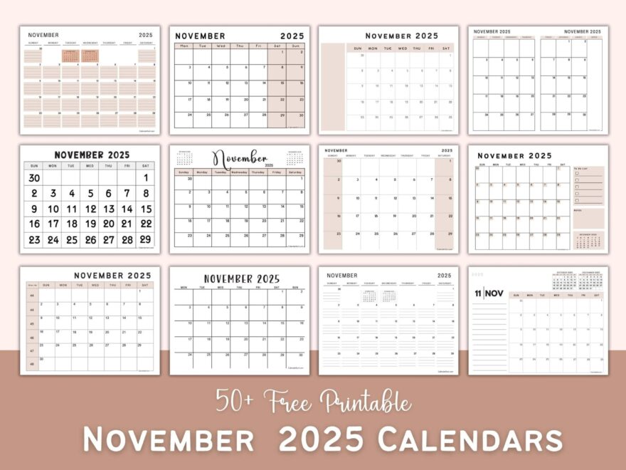 Printable November 2025 Calendars Free Pdf CalendarKart