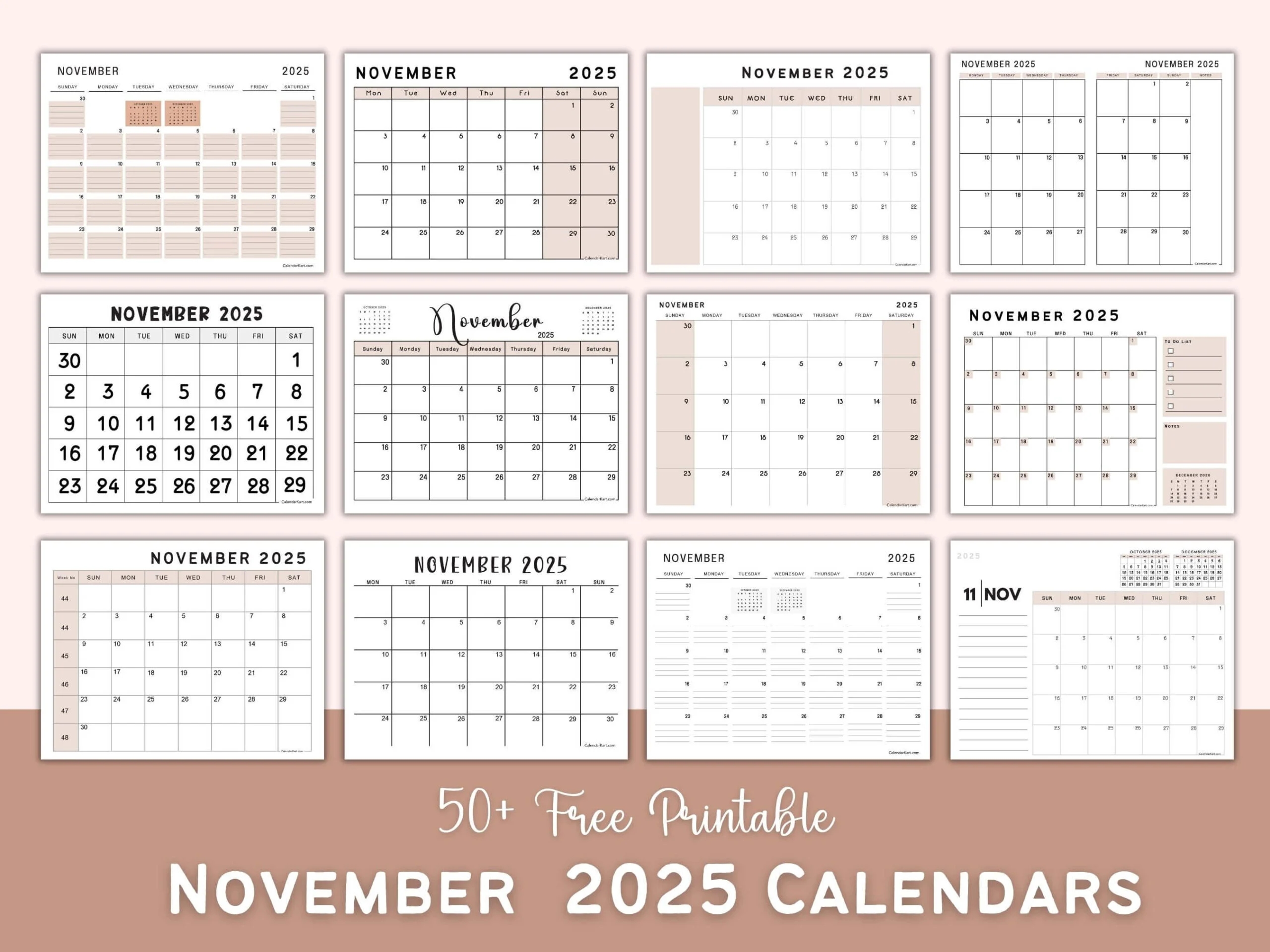Printable November 2025 Calendars Free Pdf CalendarKart