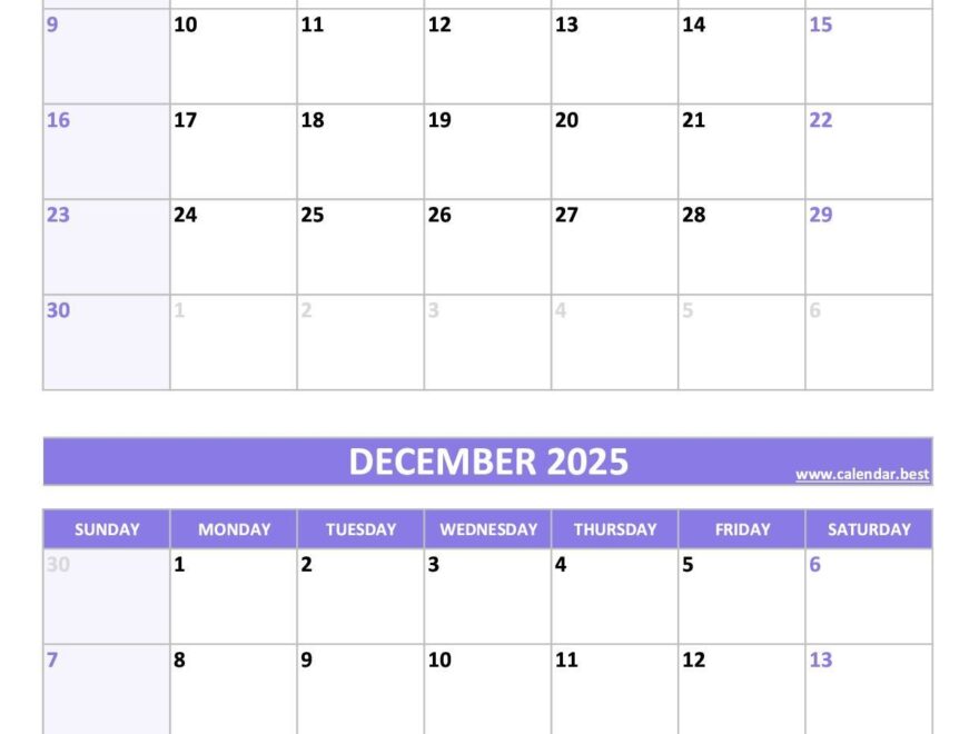 Printable November And December 2025 Calendar Free PDF JPG Downloads