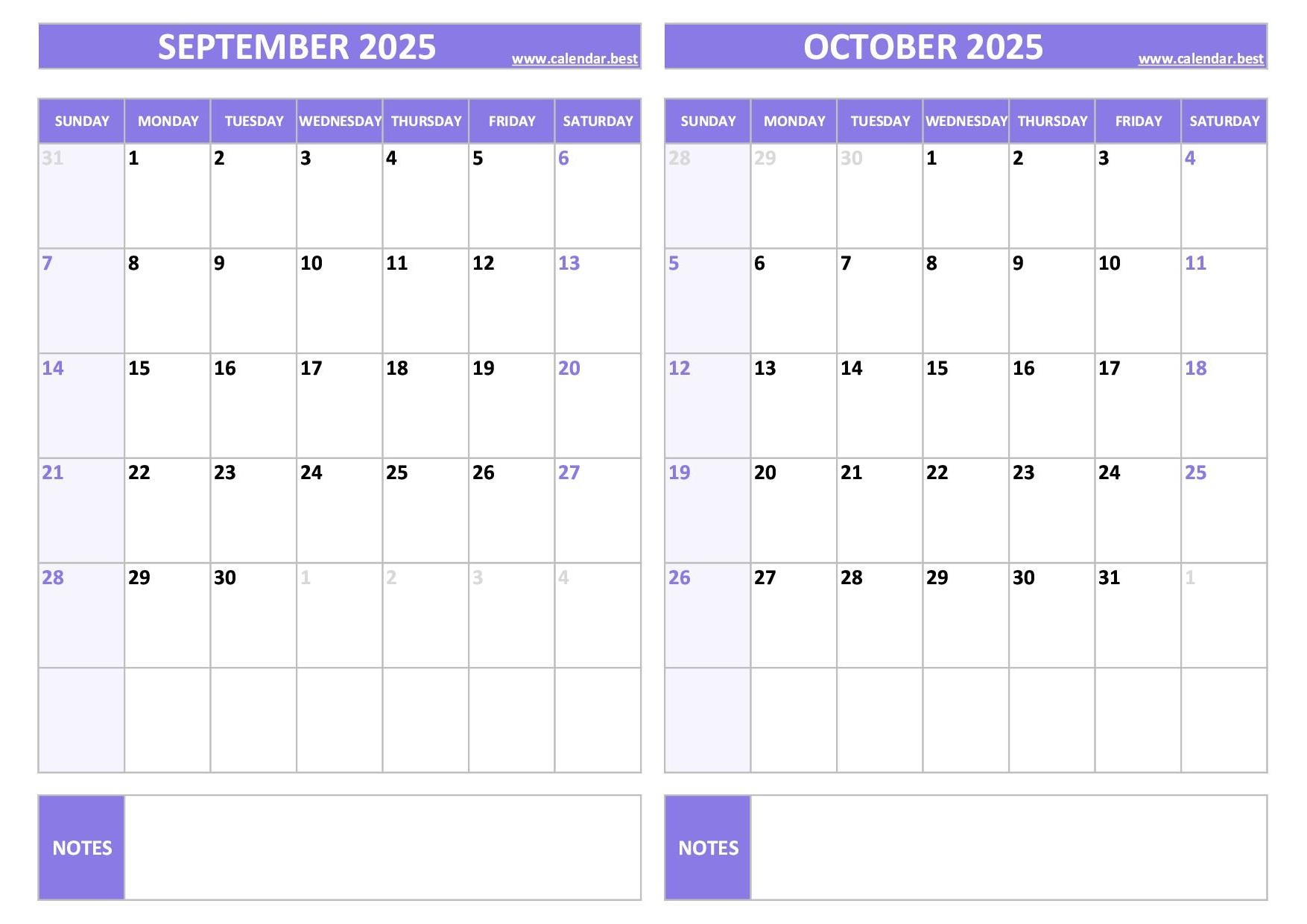 Blank Oct Calendar 2025
