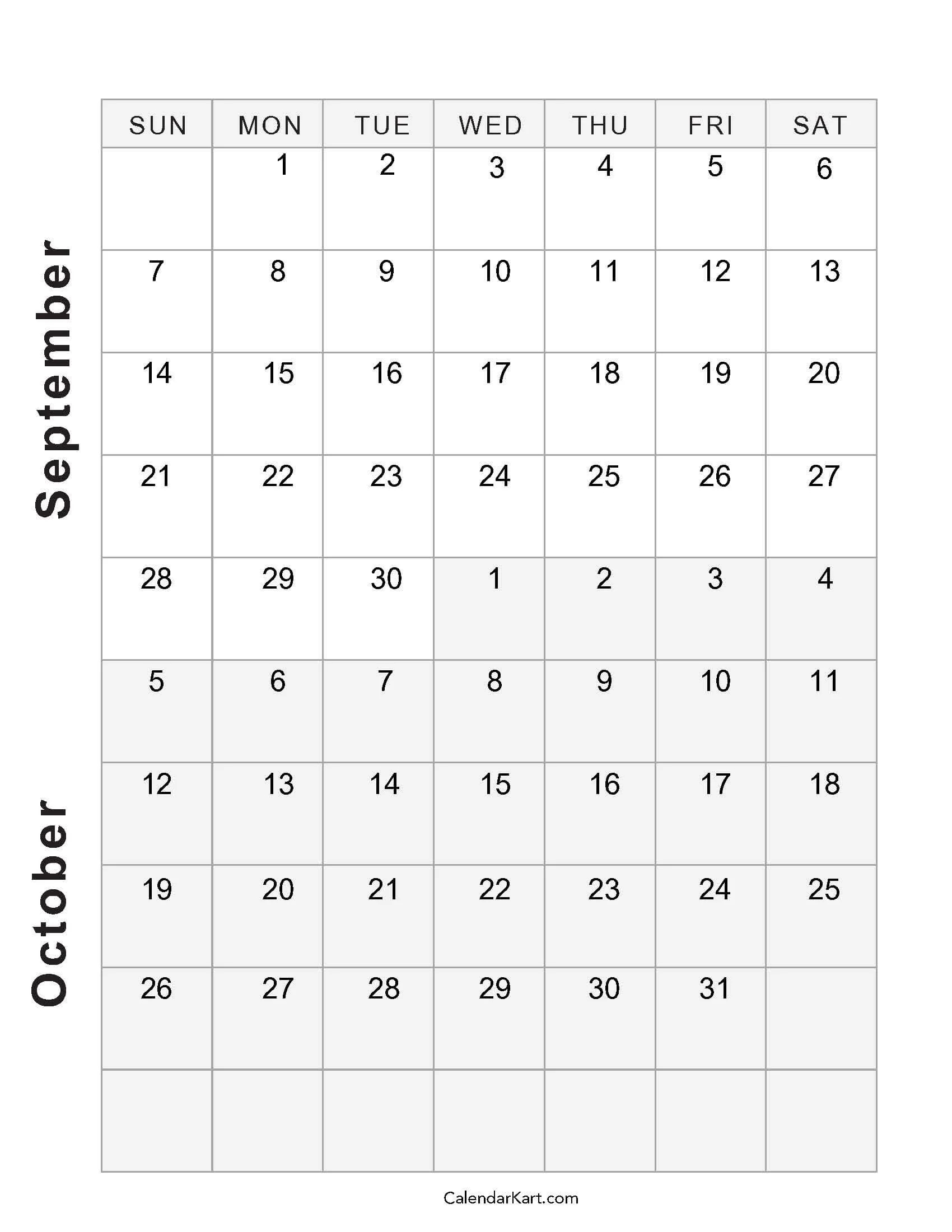 Printable September October 2025 Calendar Calendarkart