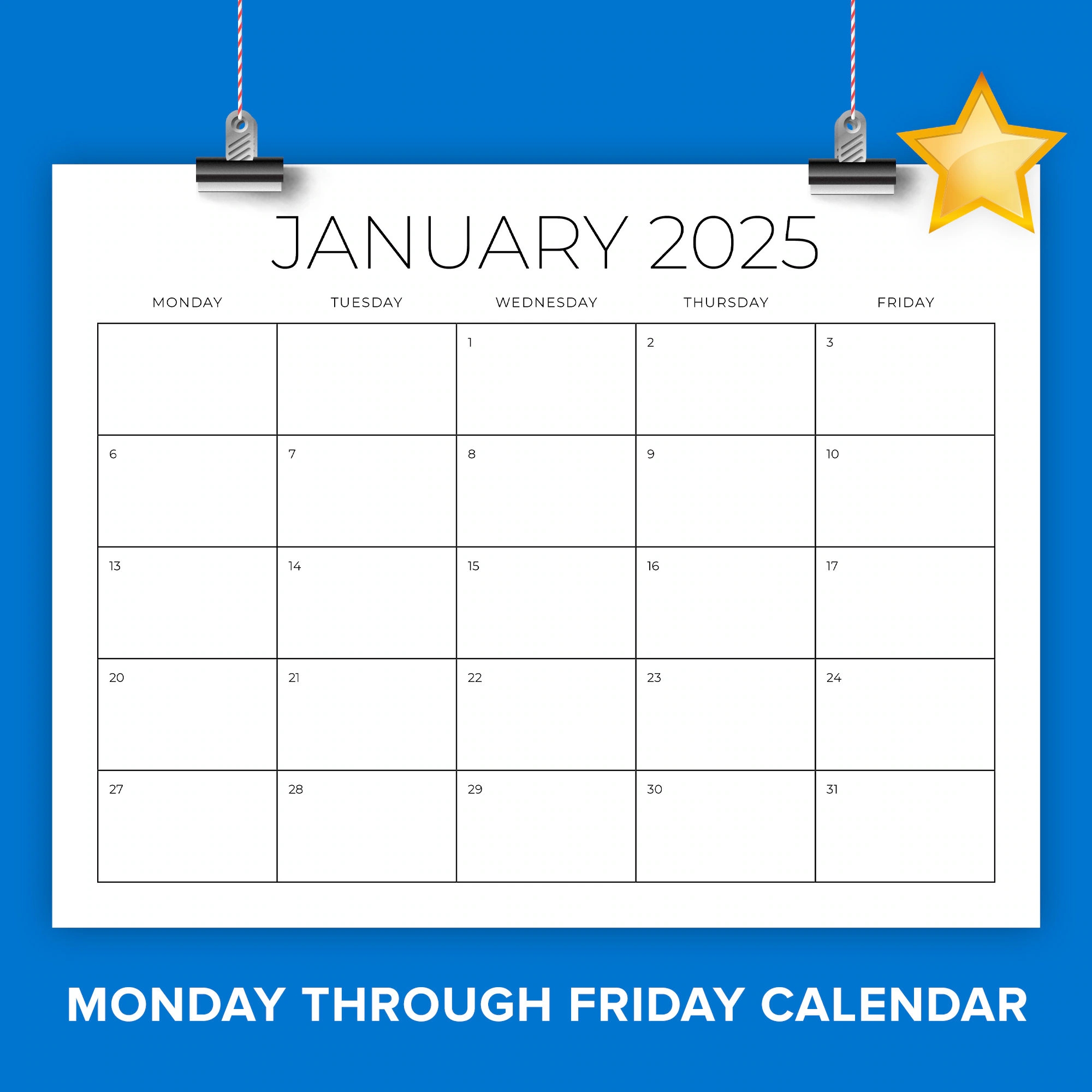 SALE 2025 8 5 X 11 Inch Monday To Friday Calendar Template INSTANT DOWNLOAD Modern Thin Sans Serif Monthly Printable Calender Etsy Israel
