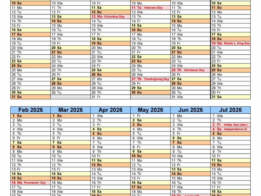 School Calendars 2025 2026 Free Printable PDF Templates