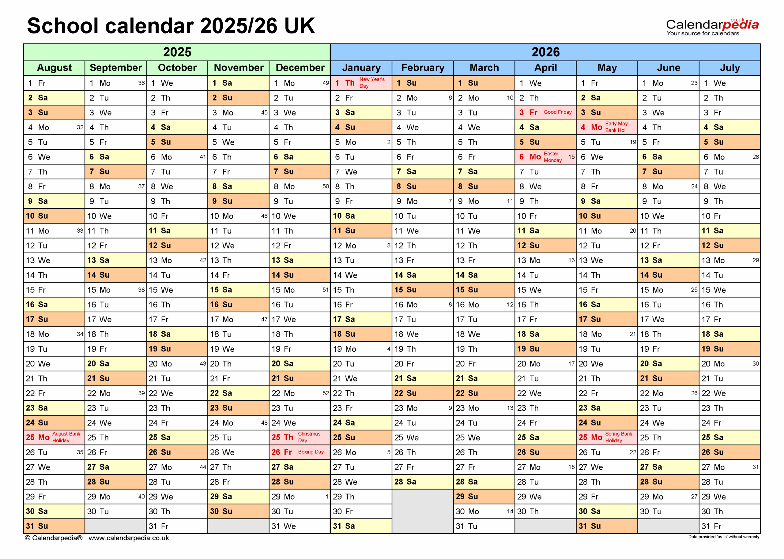 Blank School Calendar Sheets 2025