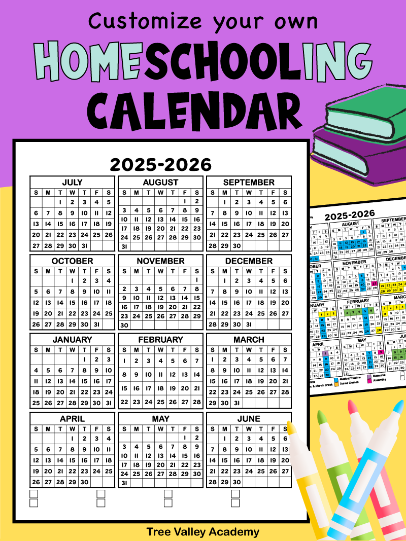2025 Blank School Year Calendar