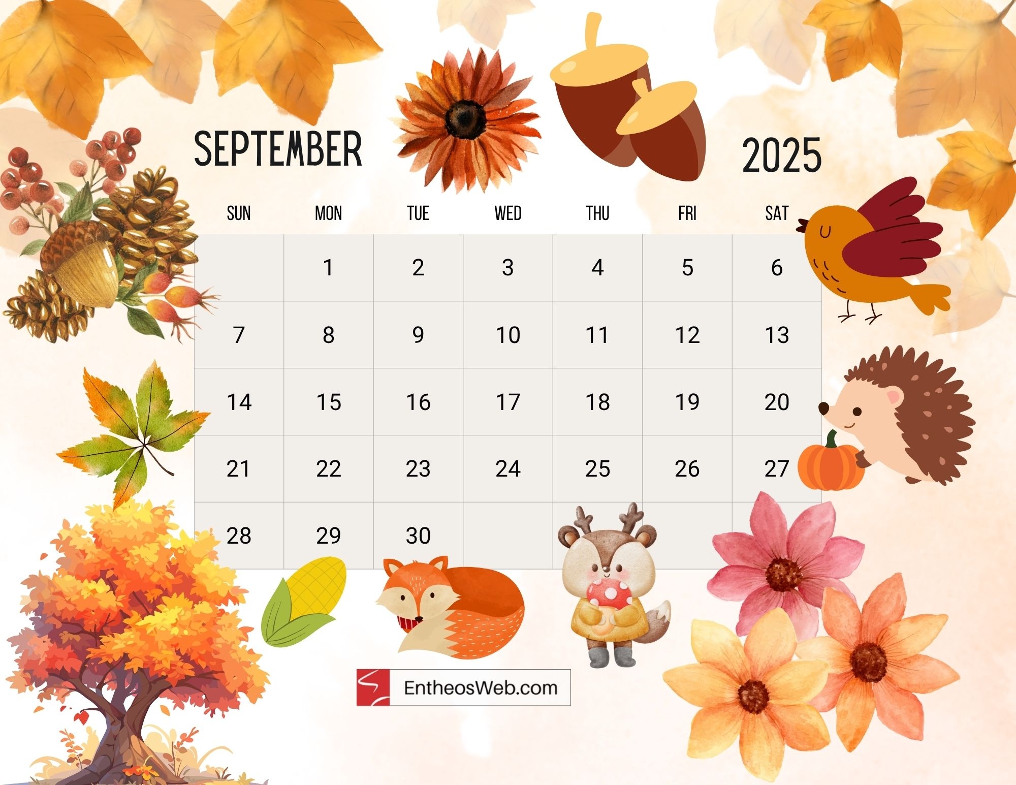 September 2025 Printable Calendar EntheosWeb