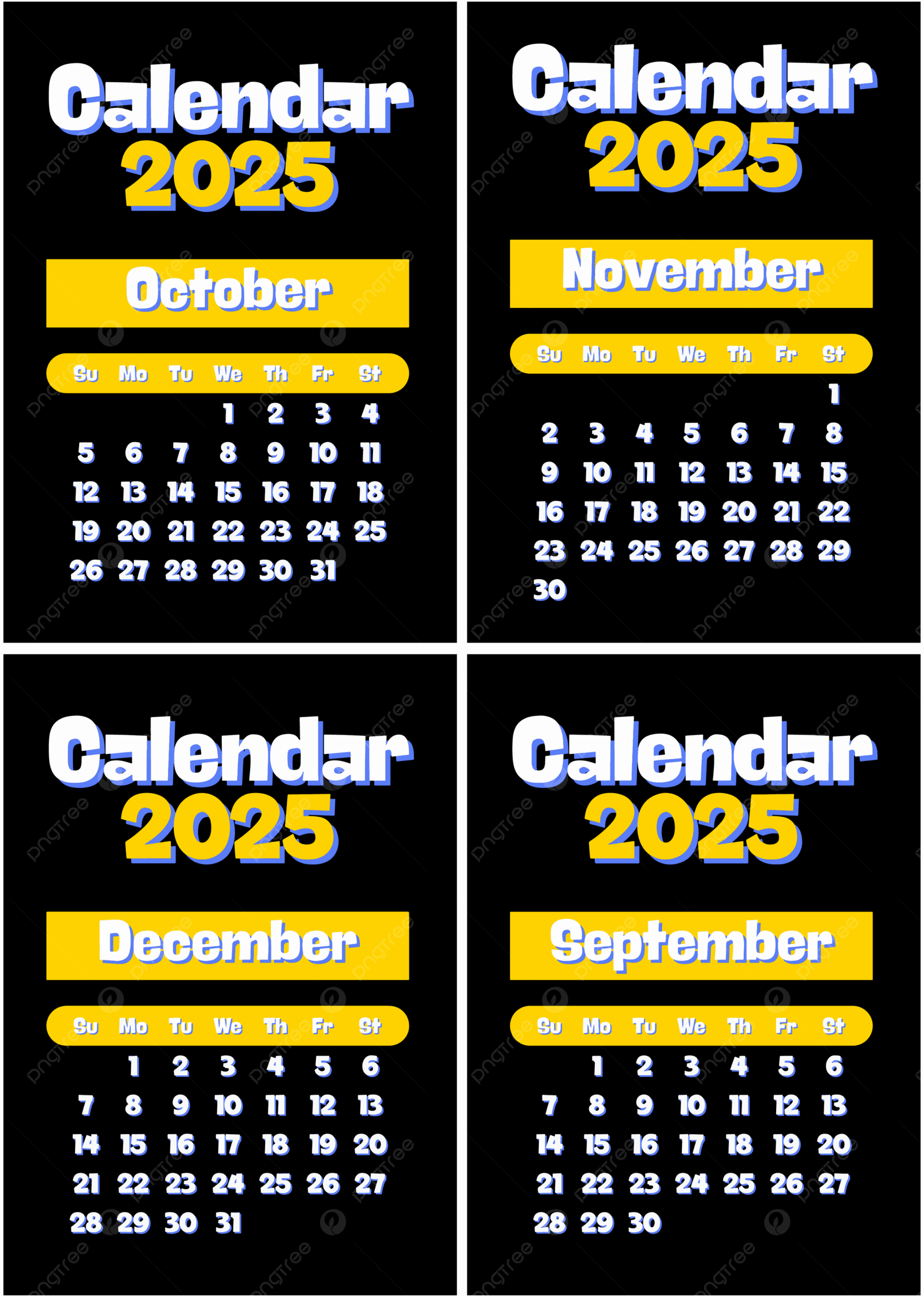 September October November December Calendar 2025 Vector Template Download On Pngtree September October November December Calendar 2025 Vector Template Download On Pngtree