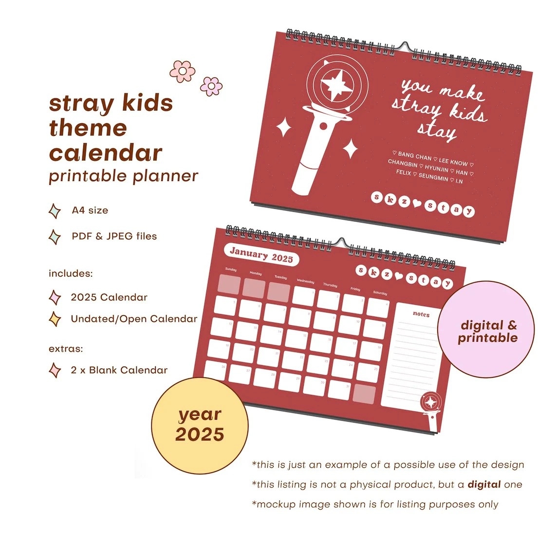 Stray Kids Digital Calendar 2025 Universal DIY Fashion Chingu
