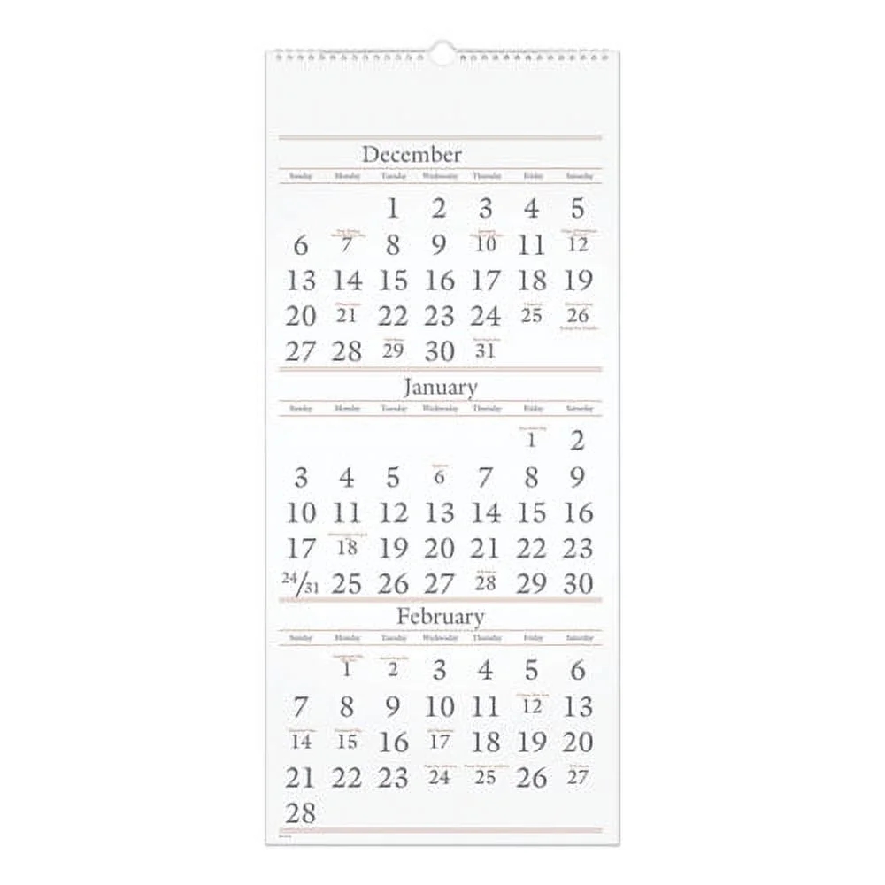 Three Month Reference Wall Calendar 12 X 27 White Sheets 15 Month Dec To Feb 2023 To 2025 Bundle Of 2 Each Walmart