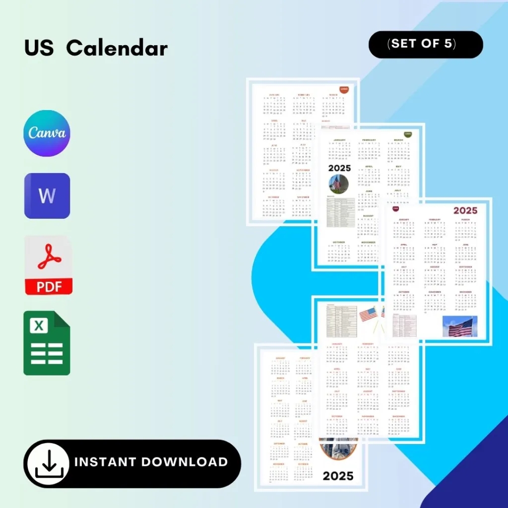 Blank Federal Calendars 2025