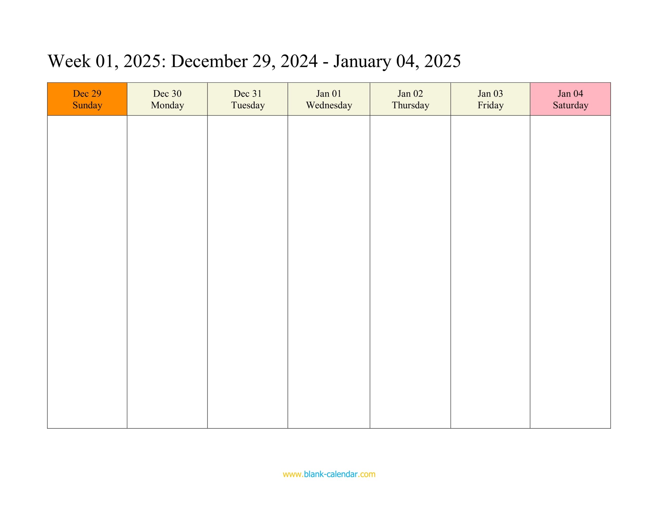 2025 Blank Calendar Editable
