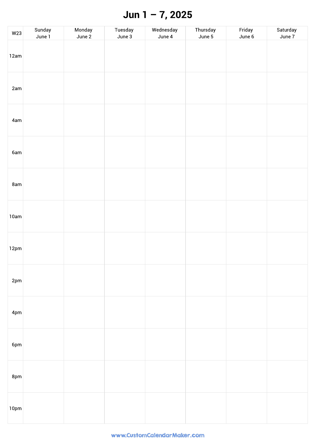 Weekly Calendar Blank 2025 Weekly Calendar Blank 2025