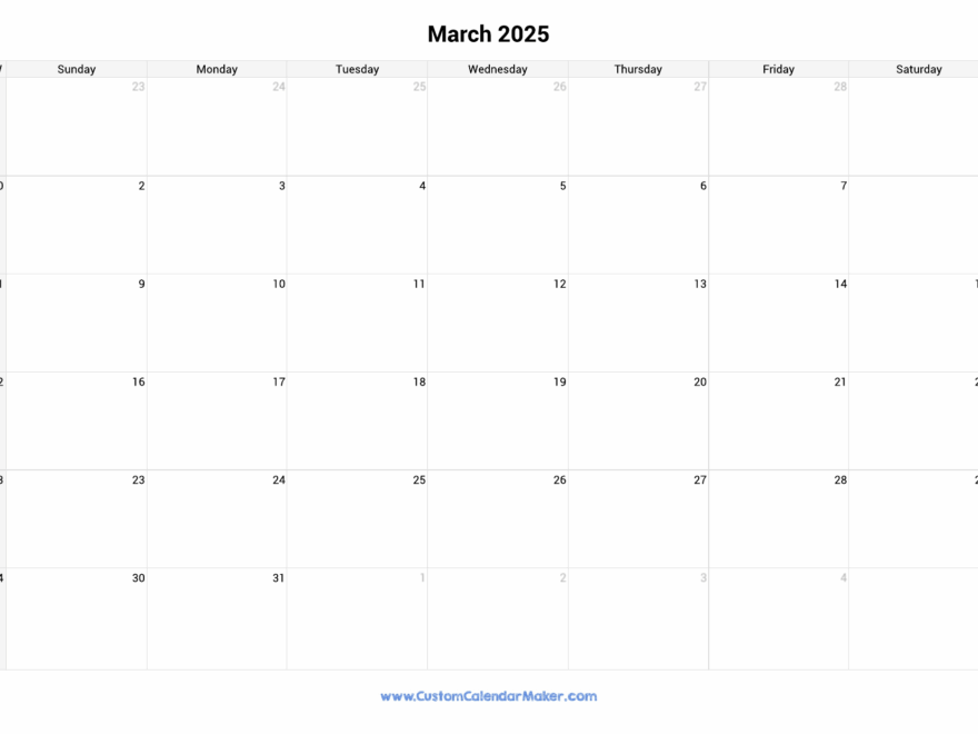 Weekly Calendar March 2025 Custom Calendar Maker