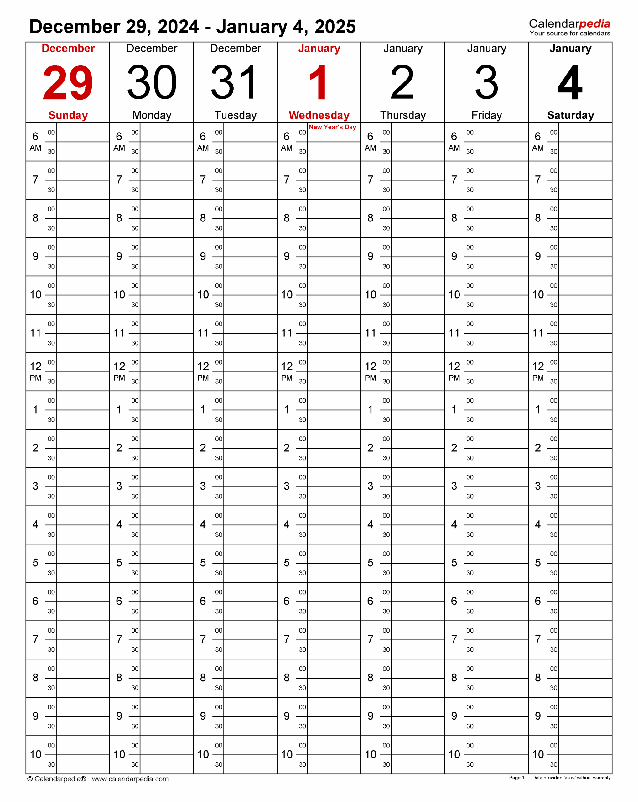 Blank Calendar 2025 Legal Size