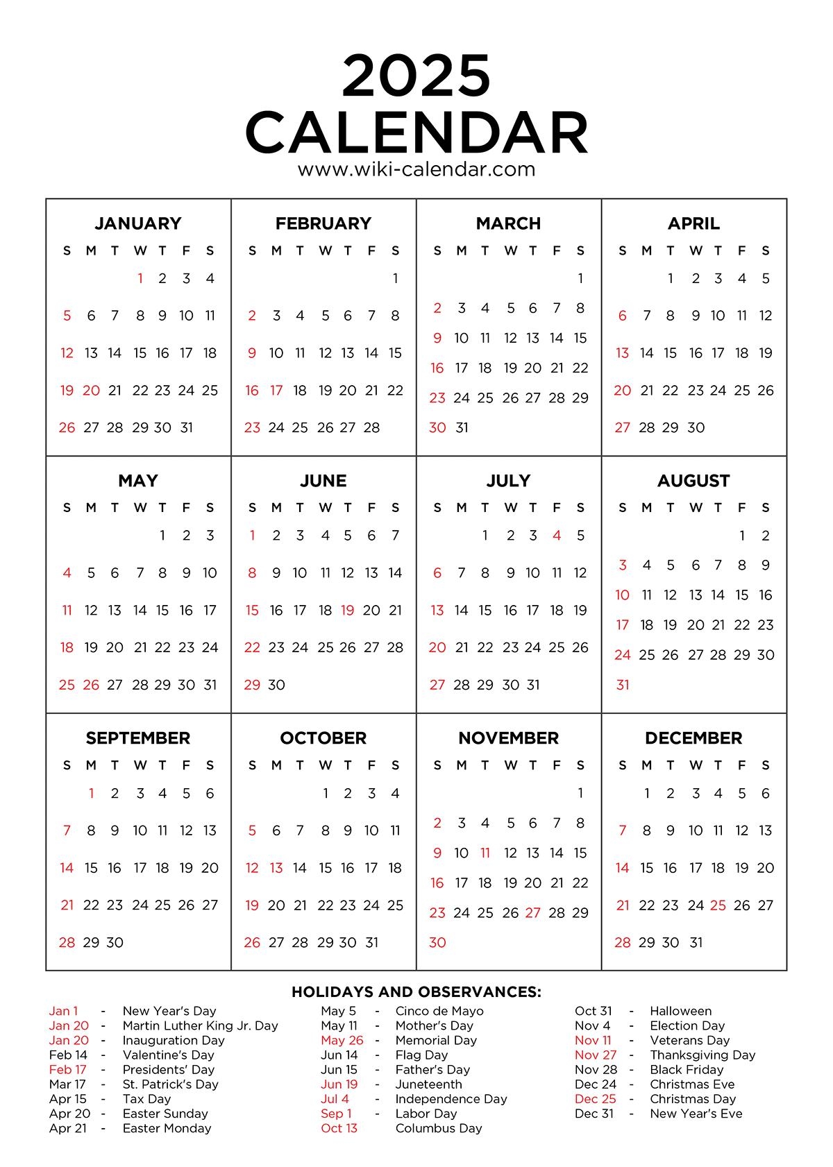 Year 2025 Calendar Printable Wiki Calendar By Wiki Calendar Issuu