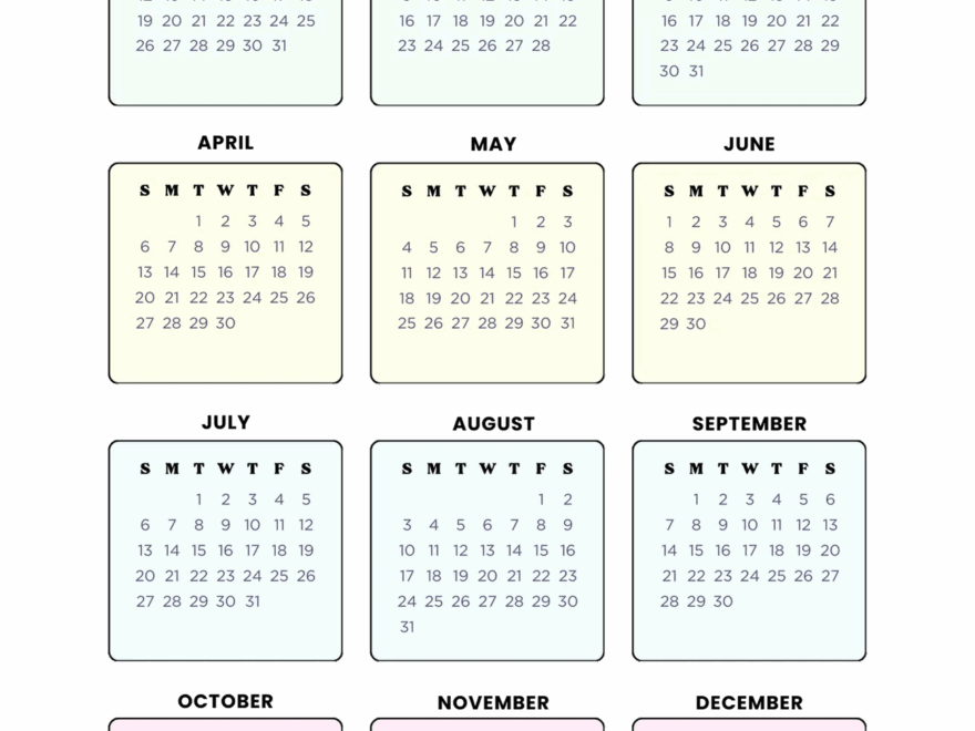 Yearly Calendar 2025 On One Page 40 Best Free Templates