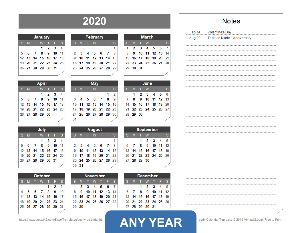 Yearly Calendar Template For 2025 And Beyond