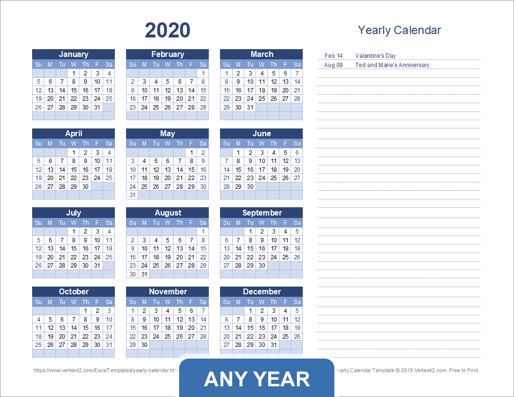 Yearly Calendar Template For 2025 And Beyond