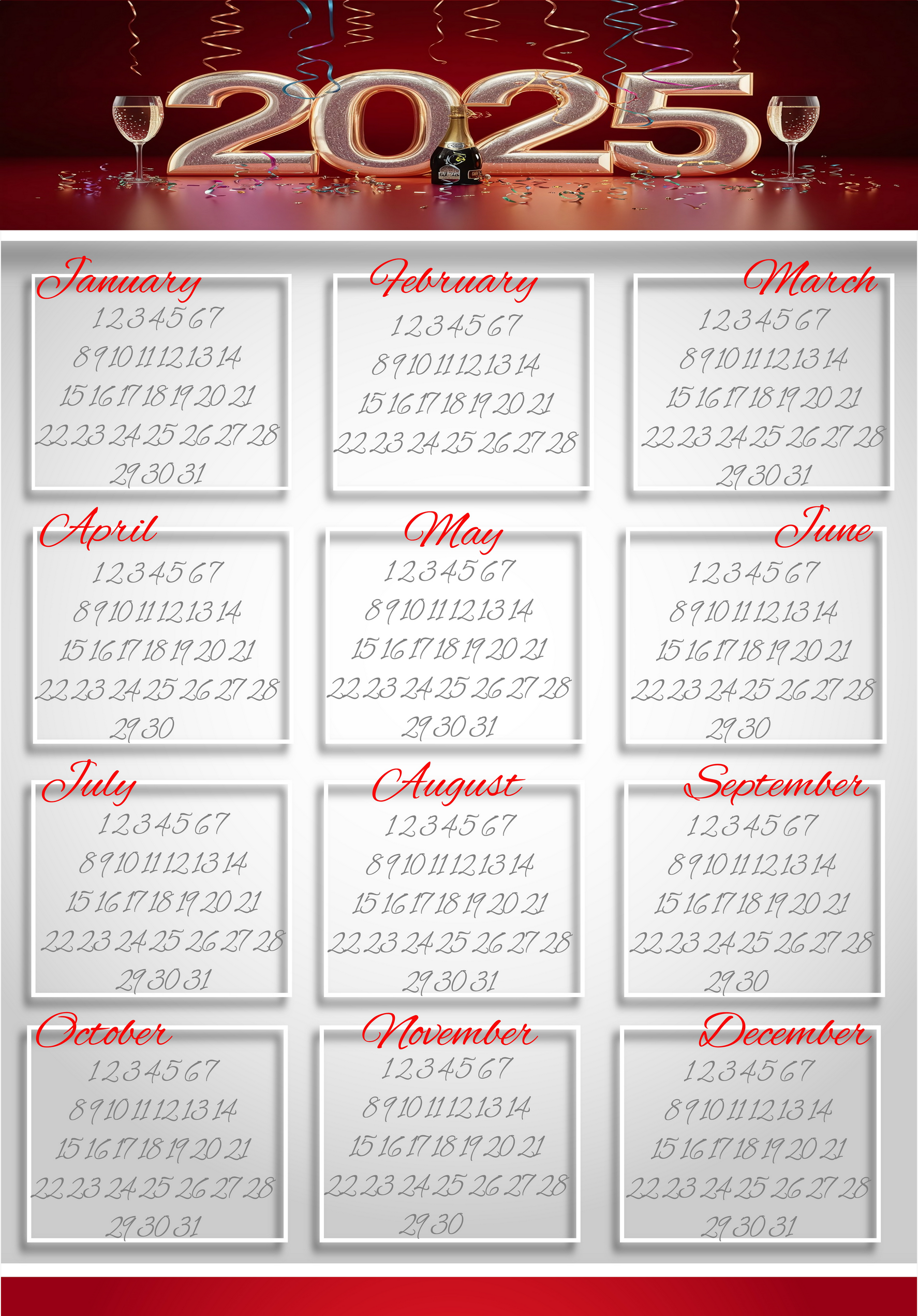 Blank Calendar Yearly 2025