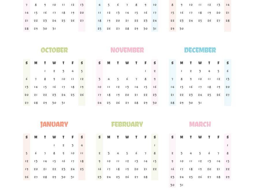 Yearly School Calendar 2024 2025 Free Google Docs Template Gdoc io