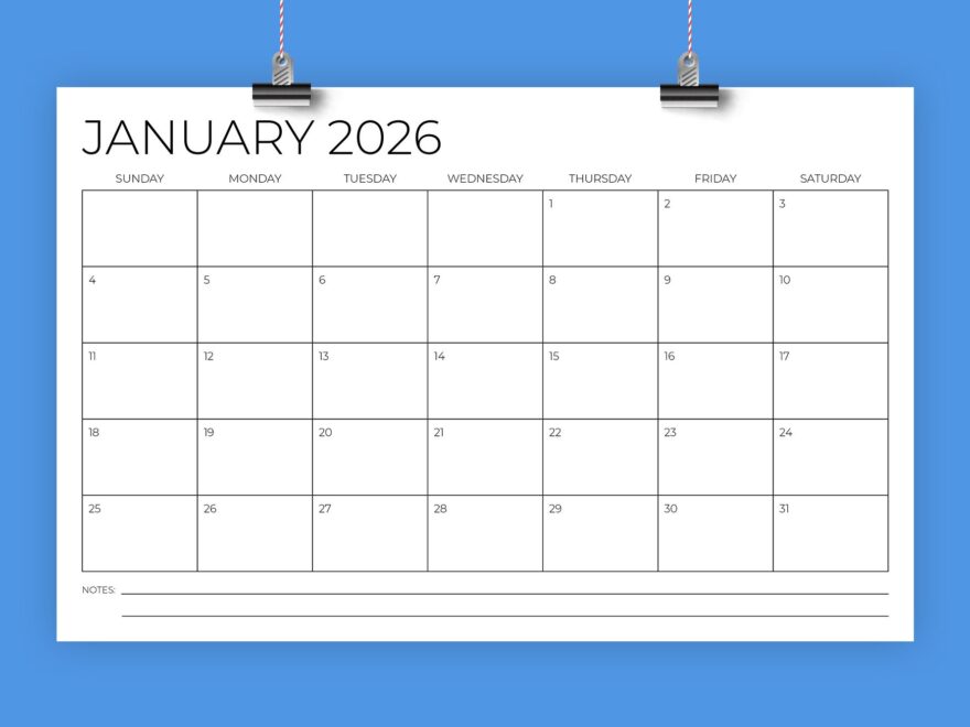 2026 11x17 Calendar Template By Running With Foxes TheHungryJPEG
