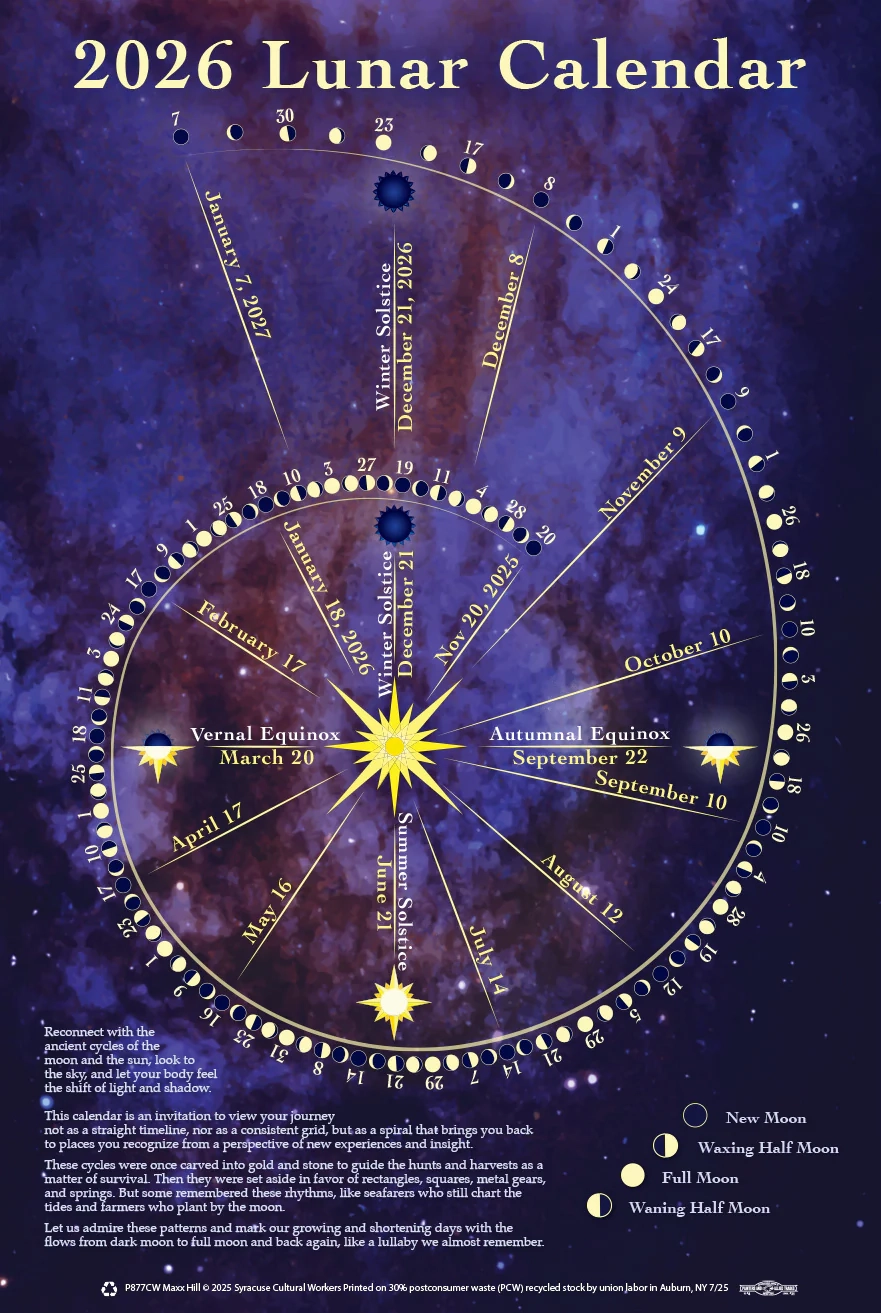 2026 Lunar Calendar Poster Syracuse Cultural Workers 2026 Lunar Calendar Poster Syracuse Cultural Workers