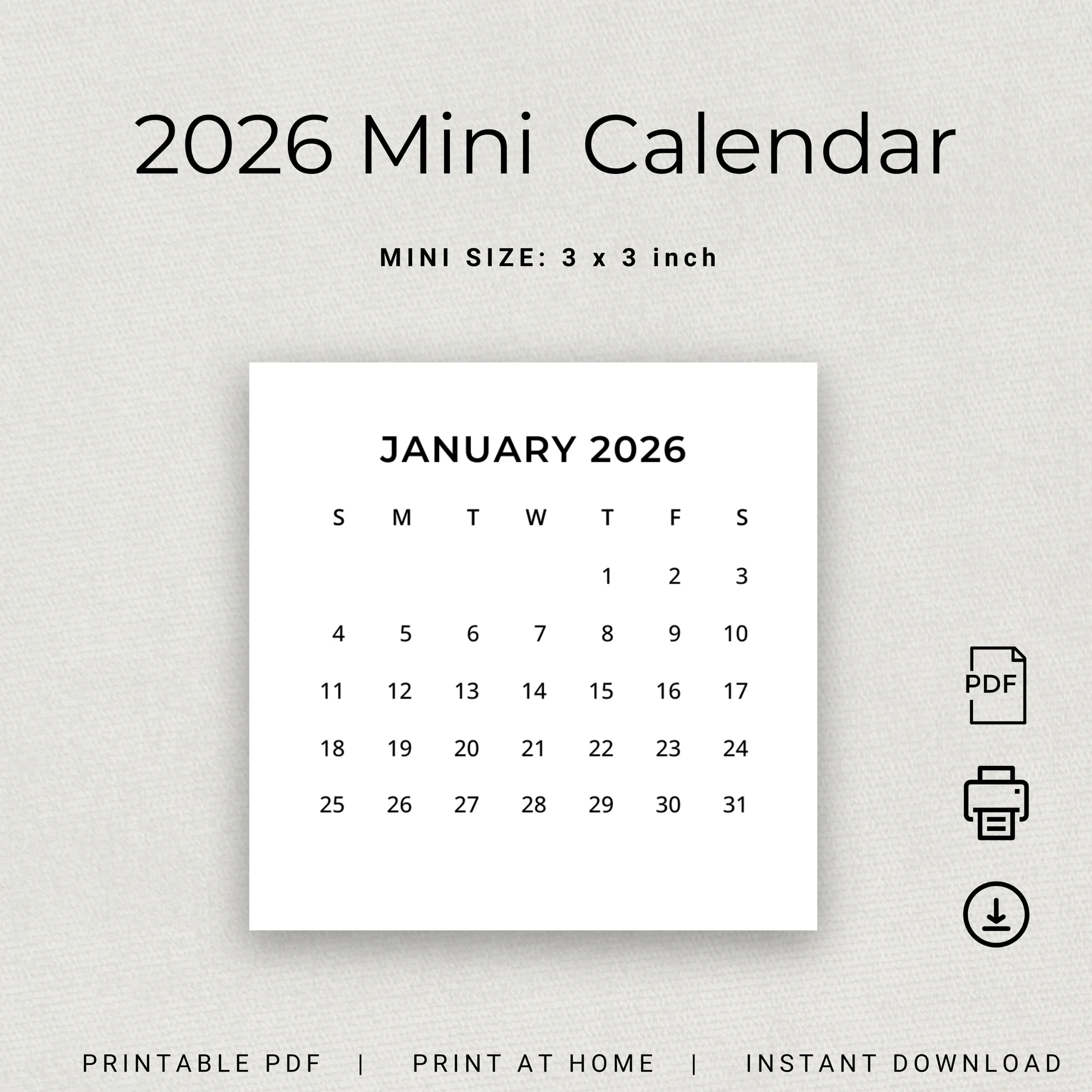 2026 Mini Calendar 2026 Small Calendar Printable 2026 Minimalist Calendar 3x3 Inch Square Calendar 2026 Pocket Calendar Desk Calendar DIY Etsy 2026 Mini Calendar 2026 Small Calendar Printable 2026 Minimalist Calendar 3x3 Inch Square Calendar 2026 Pocket Calendar Desk Calendar DIY Etsy