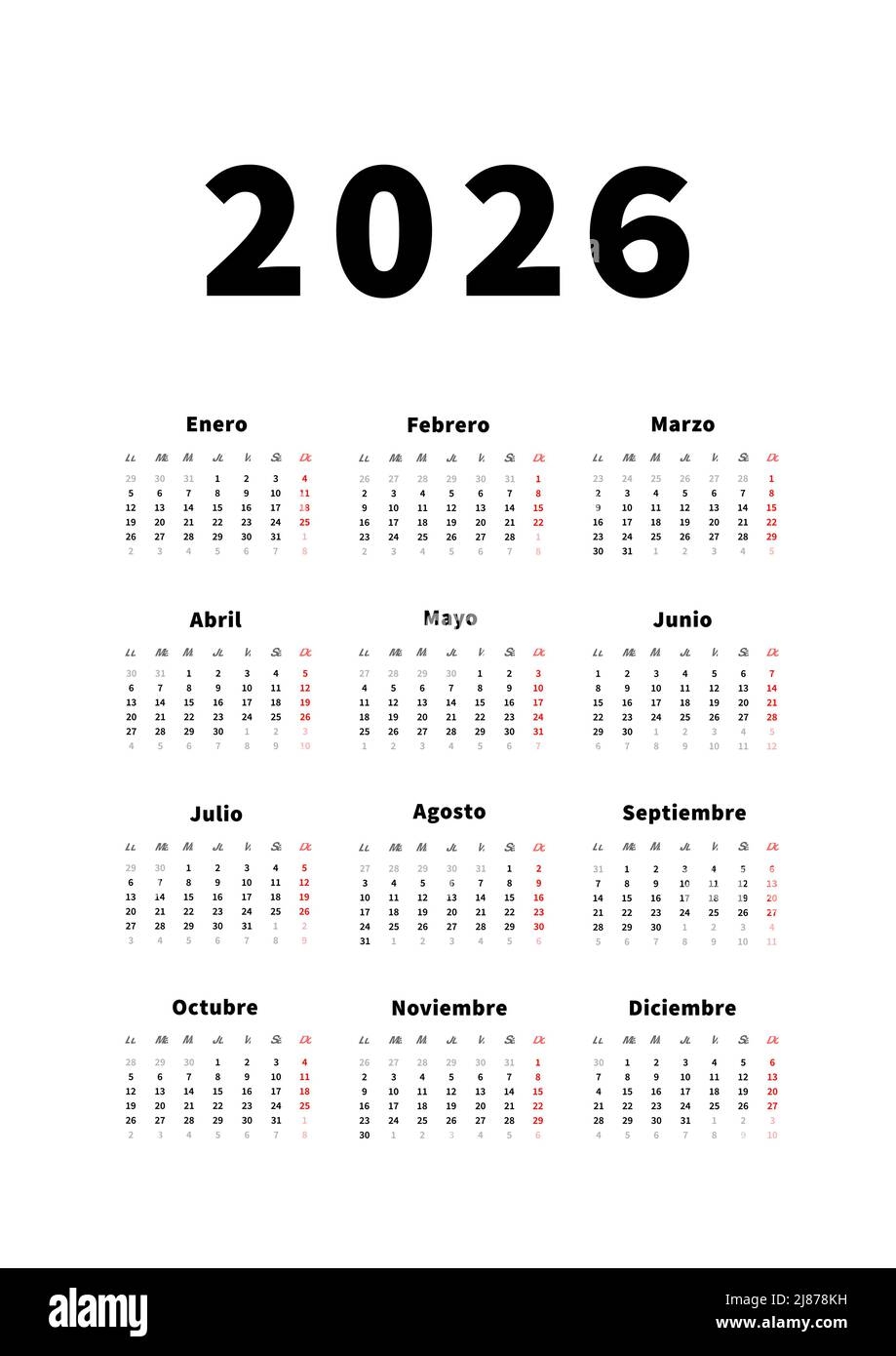 Calendar 2026 January In Spanish
