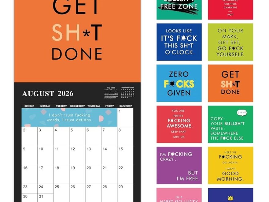 Amazon 2026 Calendar 2026 Wall Calendar Funny 12 Monthly Calendar Jan 2026 Dec 2026 12 X 12 Closed 12 X 24 Open Perfect Fun Gag Gift White Elegant Gifts With Hanging Holes Office Products