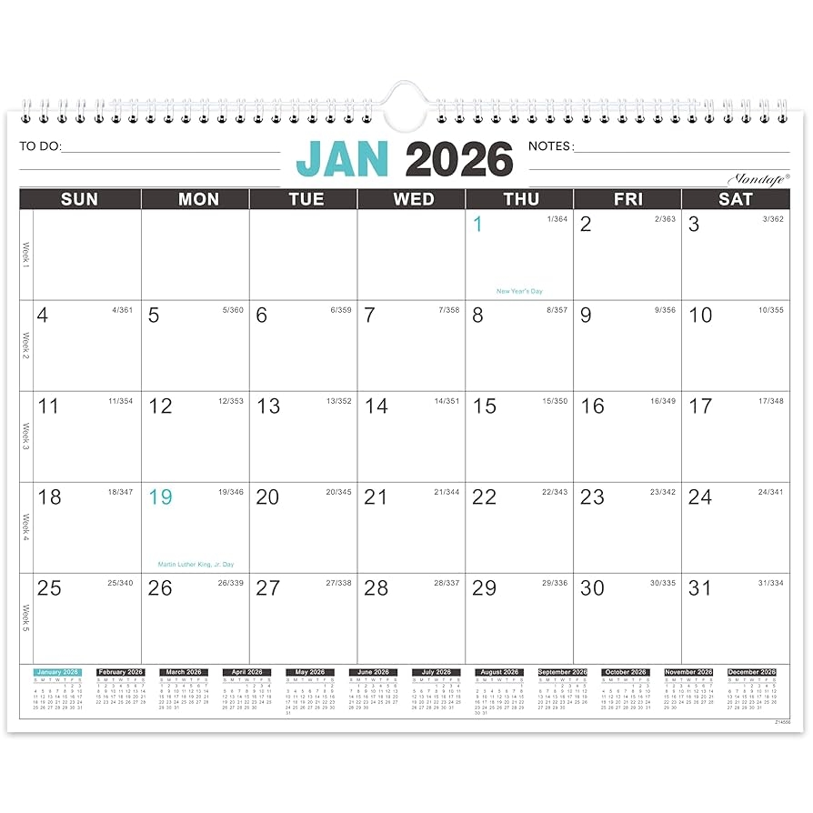 December January Calendar 2026-2026