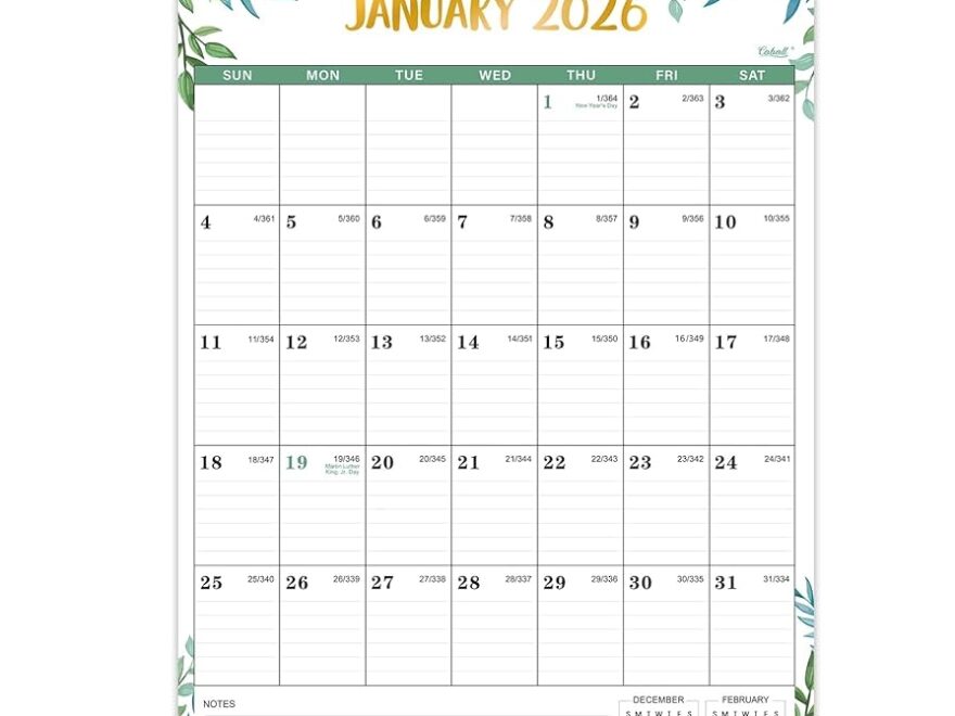 Amazon 2026 Calendar 2026 Wall Calendar Vertical January 2026 December 2026 12 X 17 Large Calendar 2026 With Julian Dates Twin Wire Binding Office Products