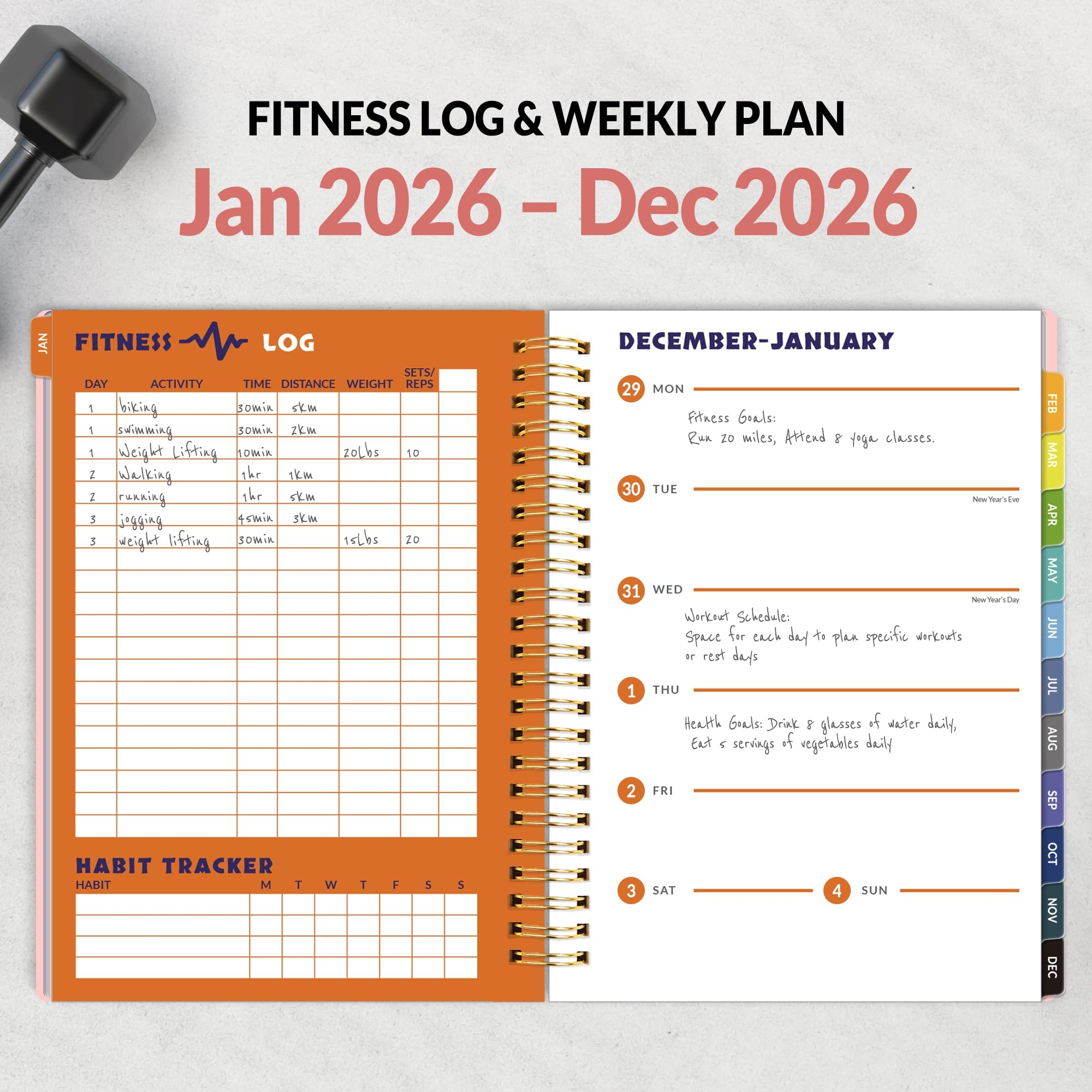 Amazon 2026 Fitness Workout Journal Planner For Women Men JAN 2026 DEC 2026 Exercise Planner 6 4 X 8 3 Workout Calendar Journal Essentials Gift For Goals Tracking Gifts With PVC Plastic