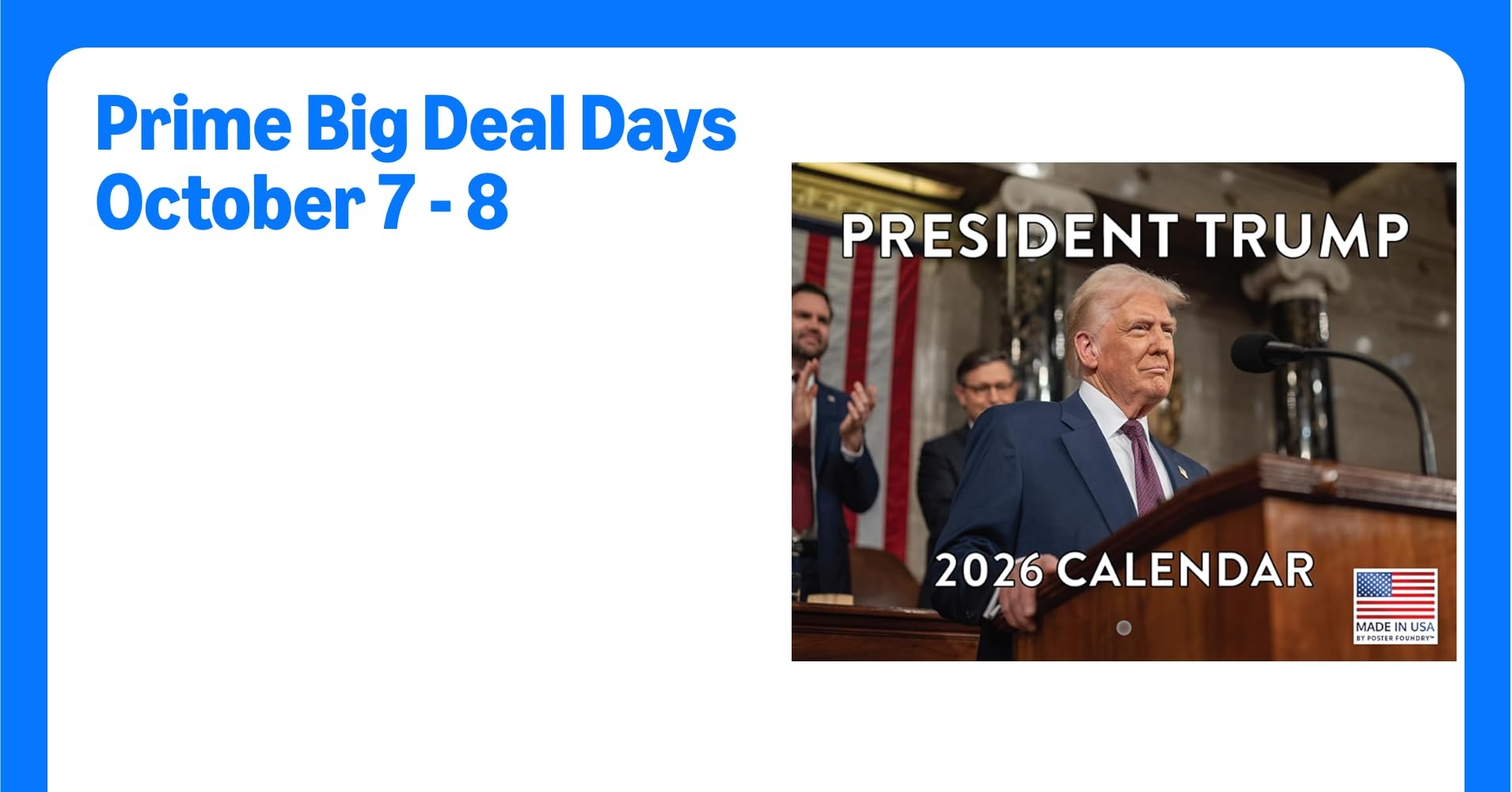 Amazon President Trump Calendar 2026 Wall Monthly American Made In The USA Office Products