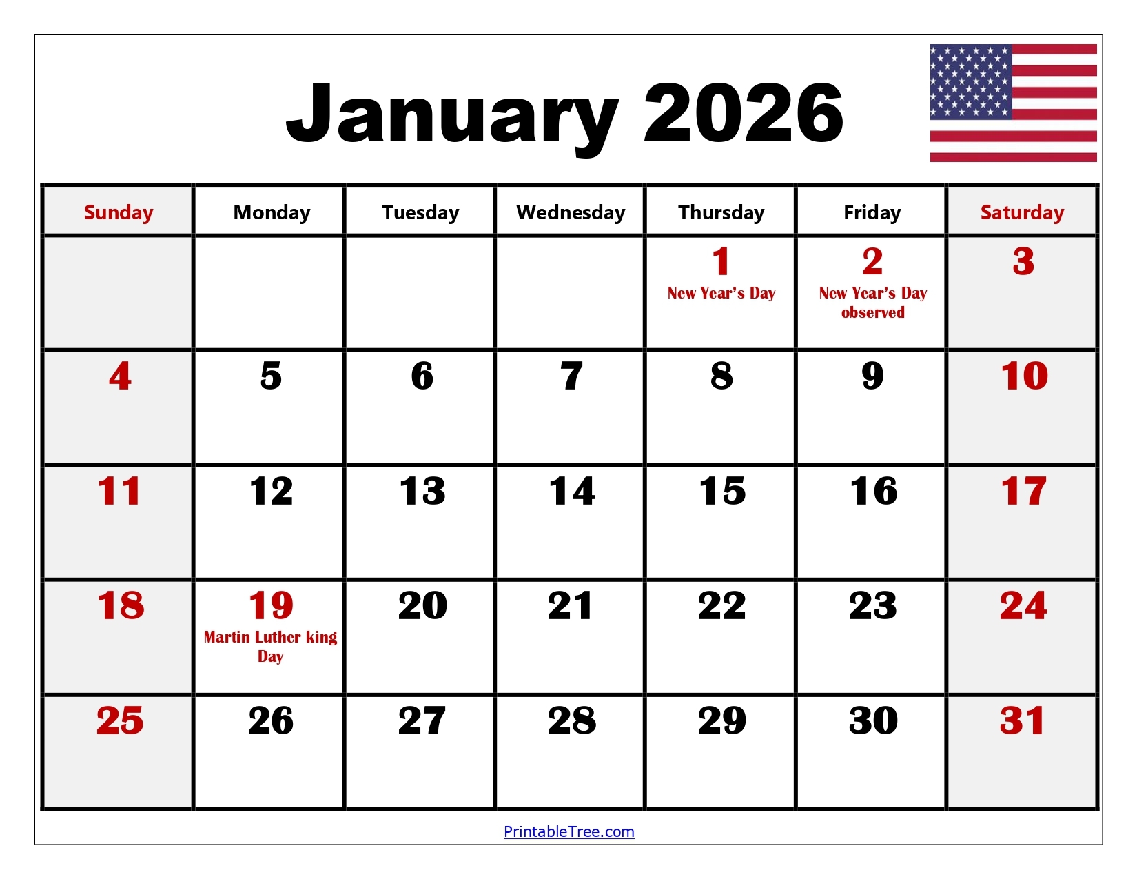 Blank January 2026 Calendar Printable PDF Templates Blank January 2026 Calendar Printable PDF Templates