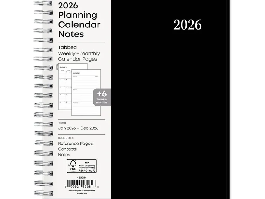 Blue Sky 2026 Planning Calendar Notes Black Walgreens