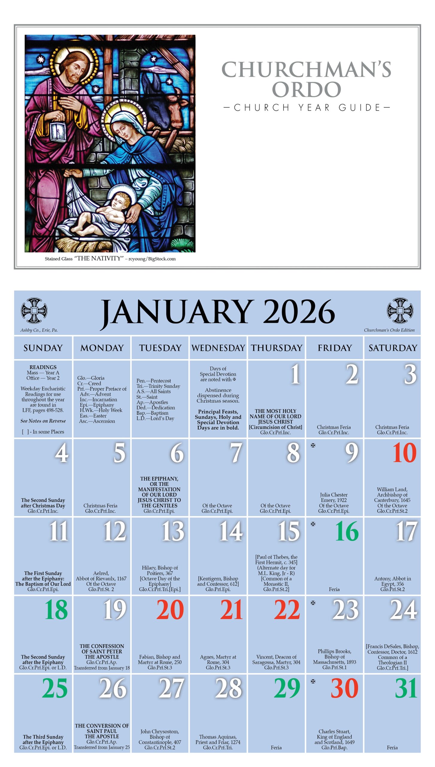 ChurchPublishing 2026 Churchman s Ordo Kalendar
