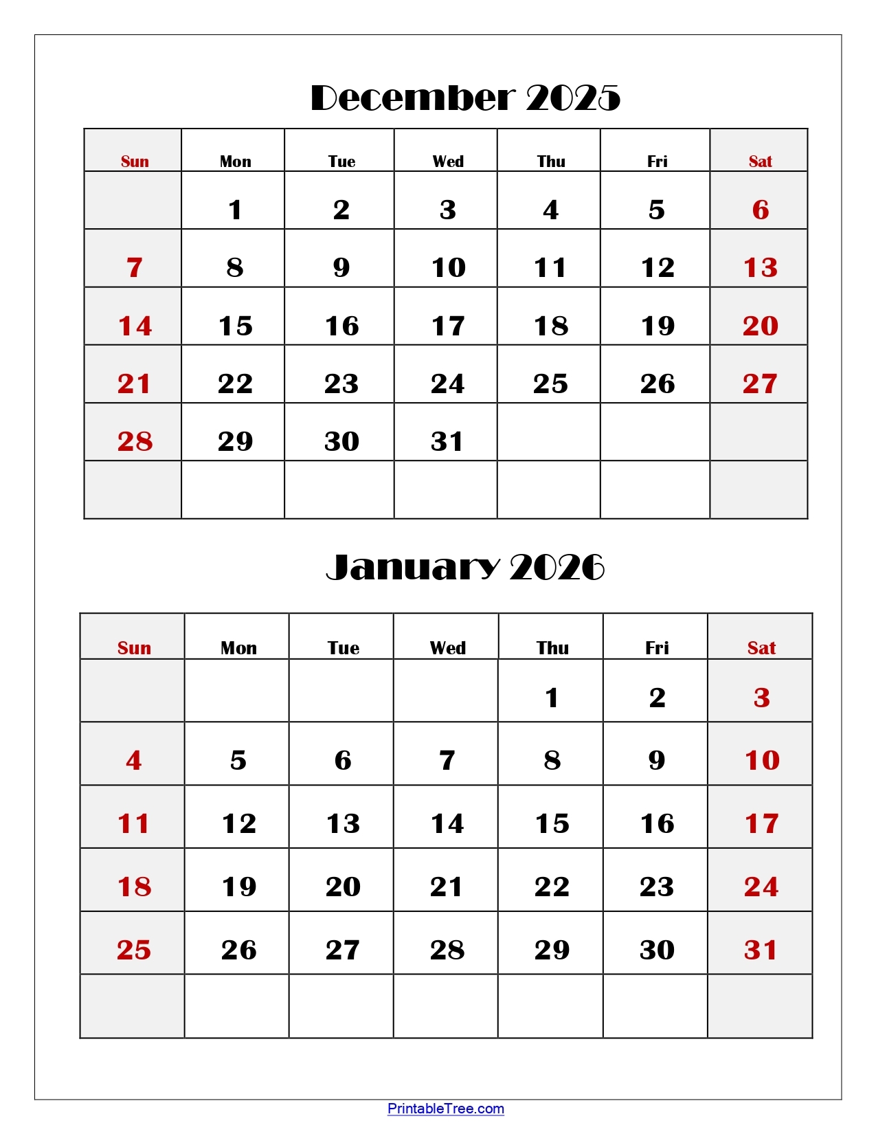 December 2026 January February 2026 Calendar
