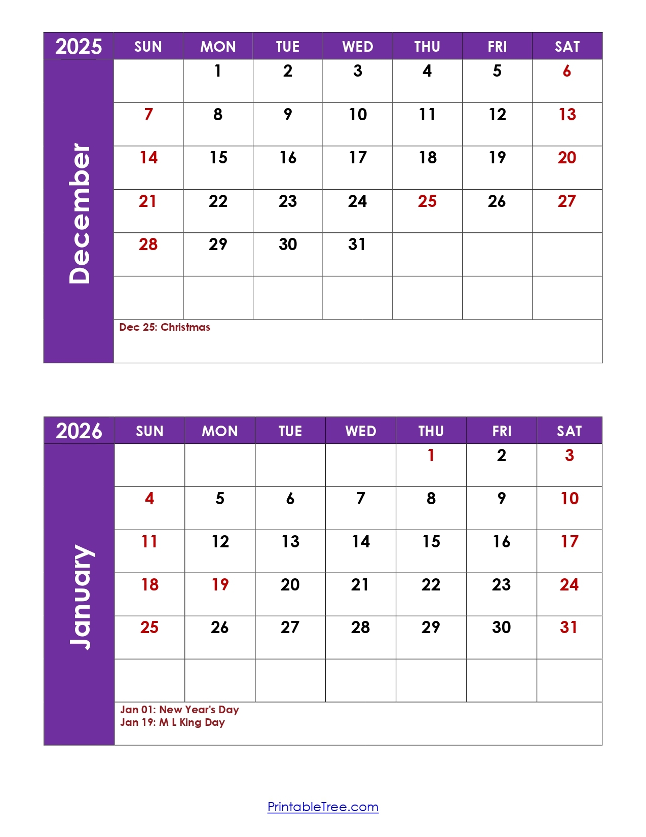 Oliday Calendar For January 2026 Oliday Calendar For January 2026