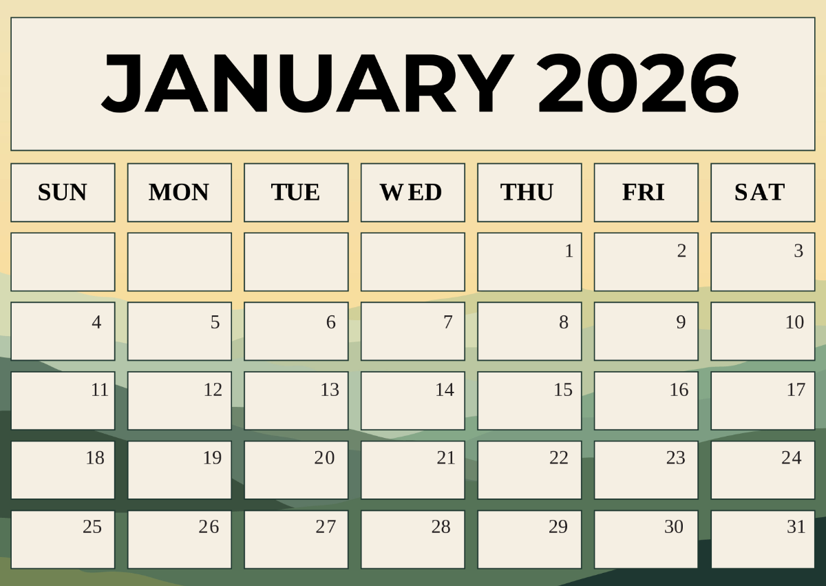 Calendar 2026 January Online