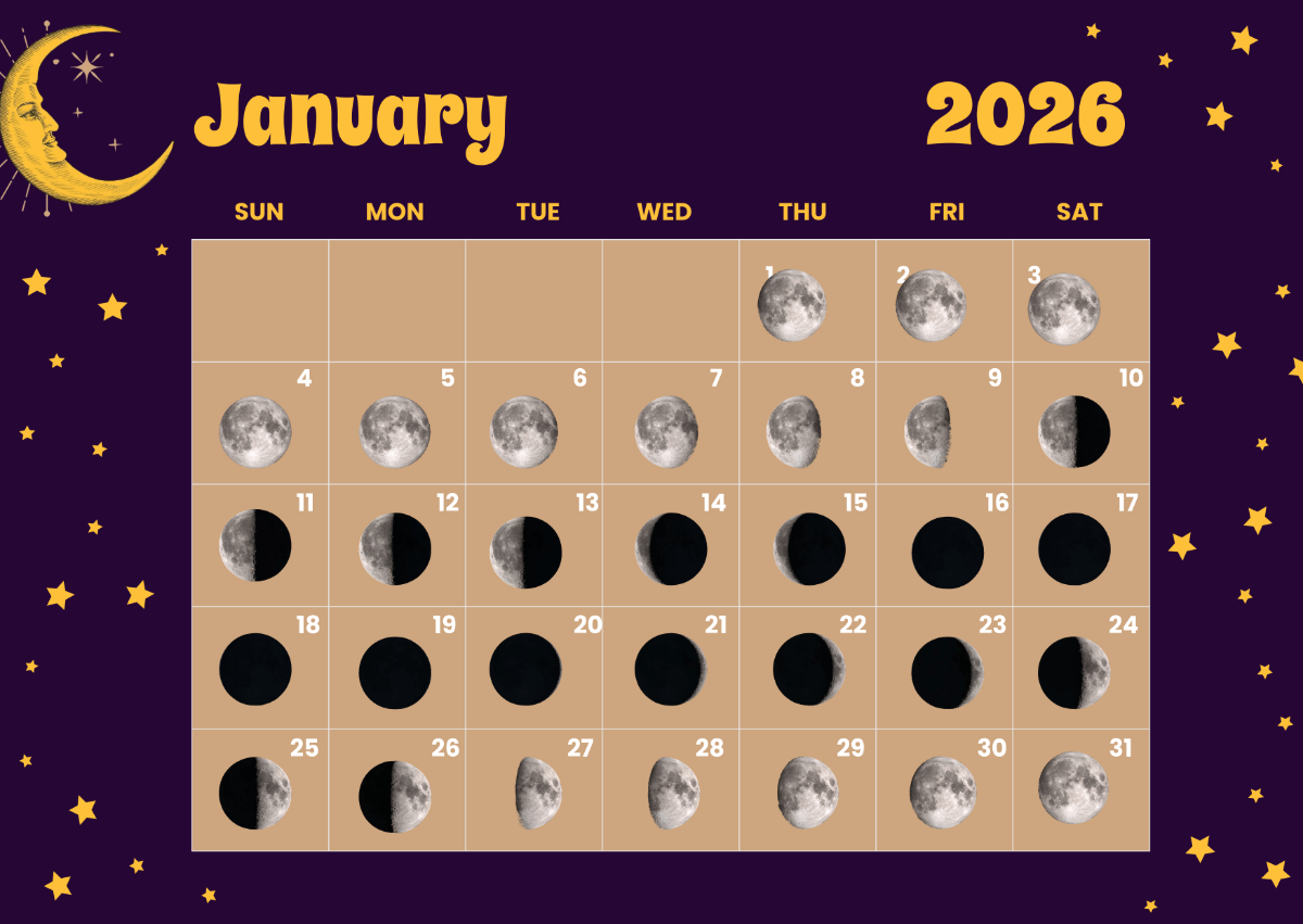 Free January 2026 Moon Calendar Template To Edit Online Free January 2026 Moon Calendar Template To Edit Online