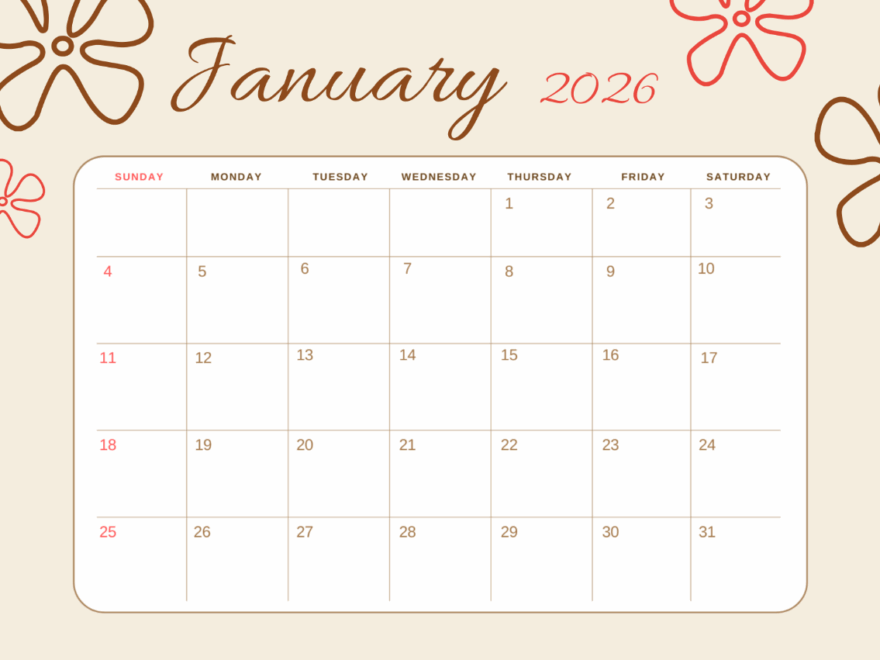 Free Printable January 2026 Calendar Template To Edit Online