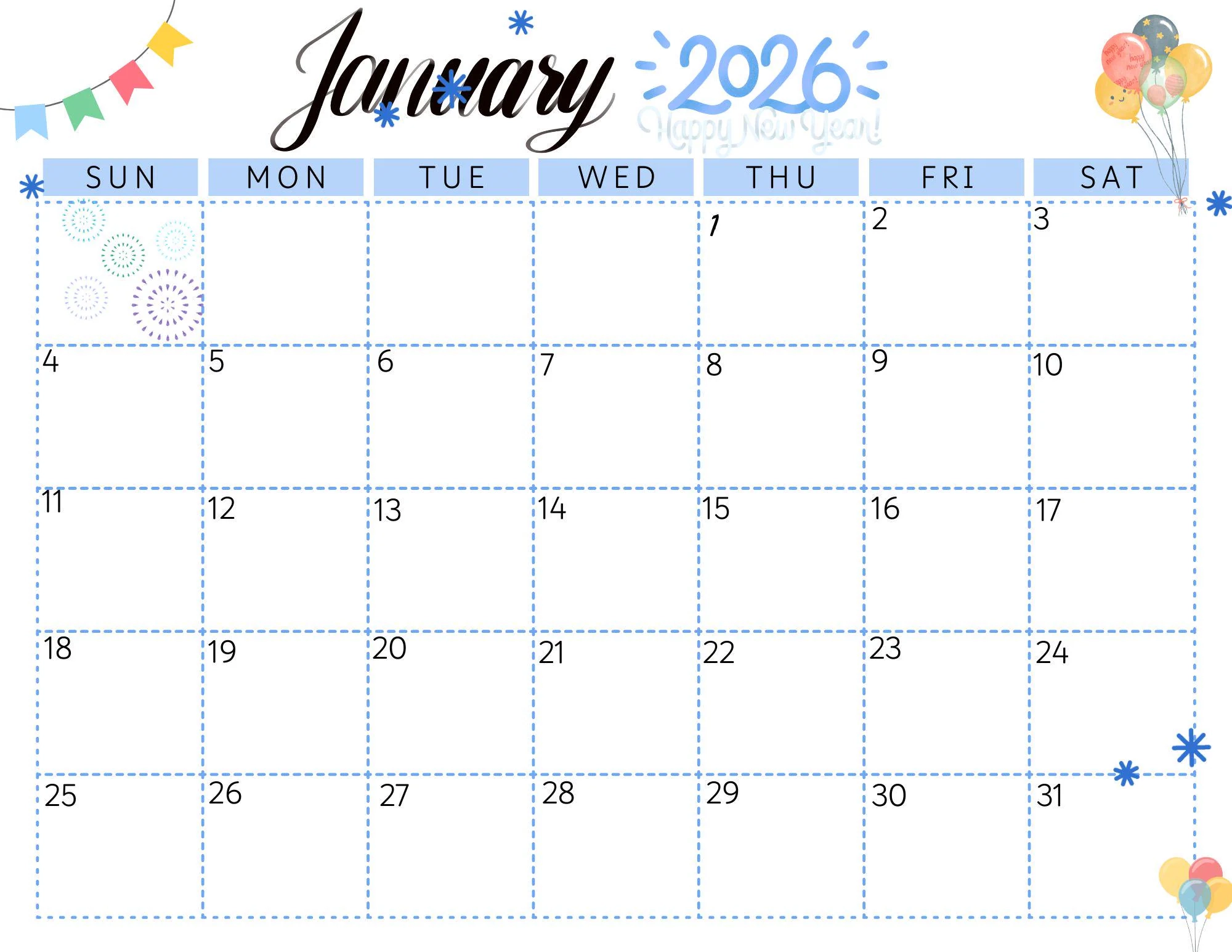 January 20261 Printable Calendar January 20261 Printable Calendar