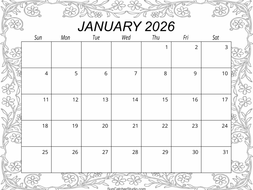 January 2026 Calendar Free Printable Free Printables Monograms Design Tools Patterns DIY Projects