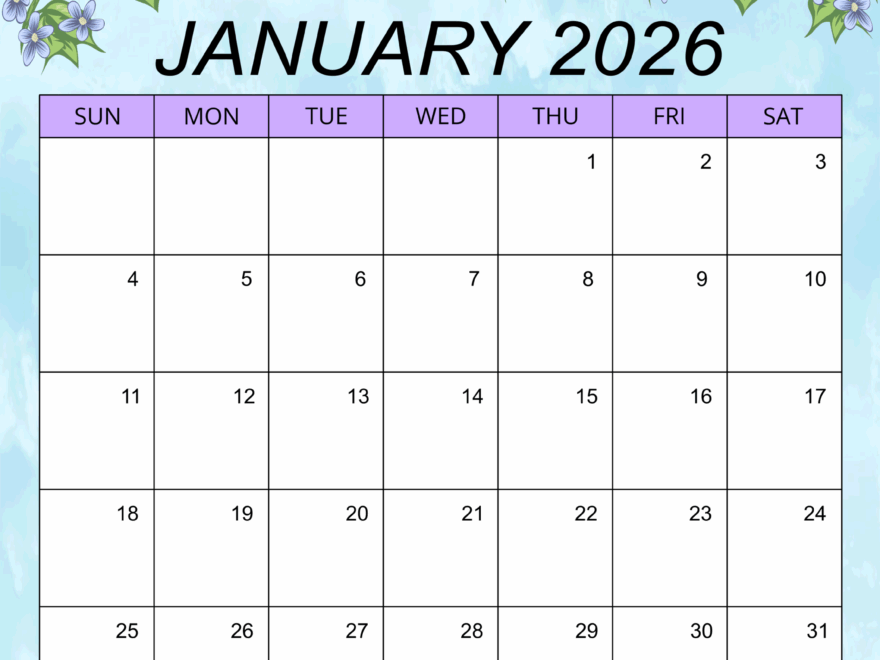 January 2026 Calendar Free Printable Free Printables Monograms Design Tools Patterns DIY Projects