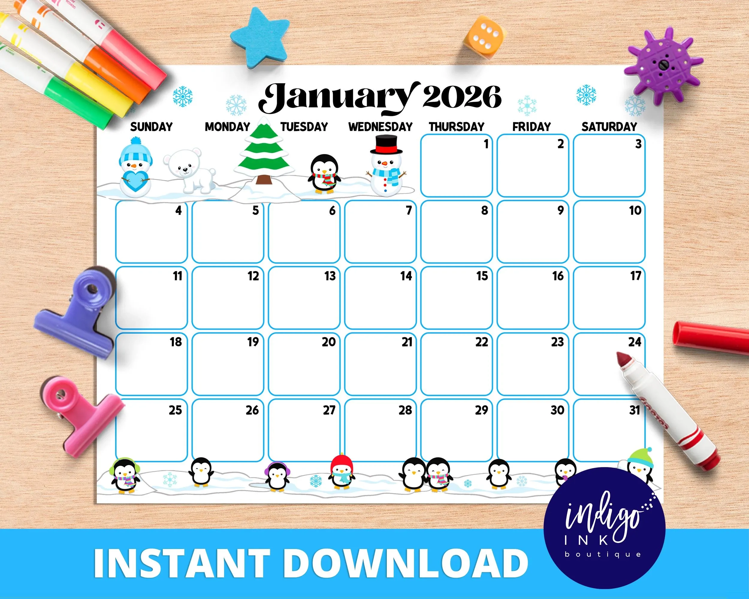 Kids January 2026 Calendar Kids January 2026 Calendar