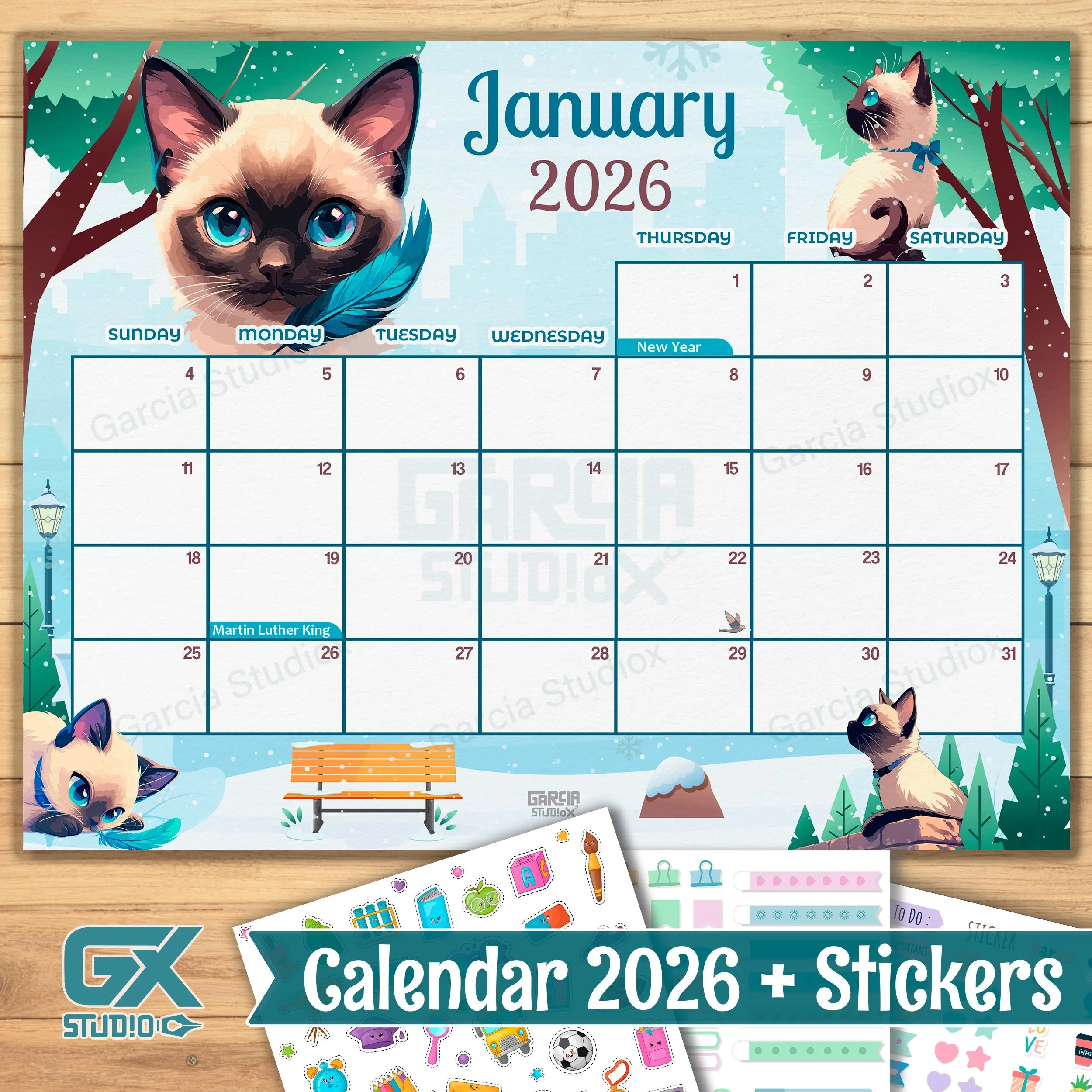 Cat Calendar 2026 January Cat Calendar 2026 January