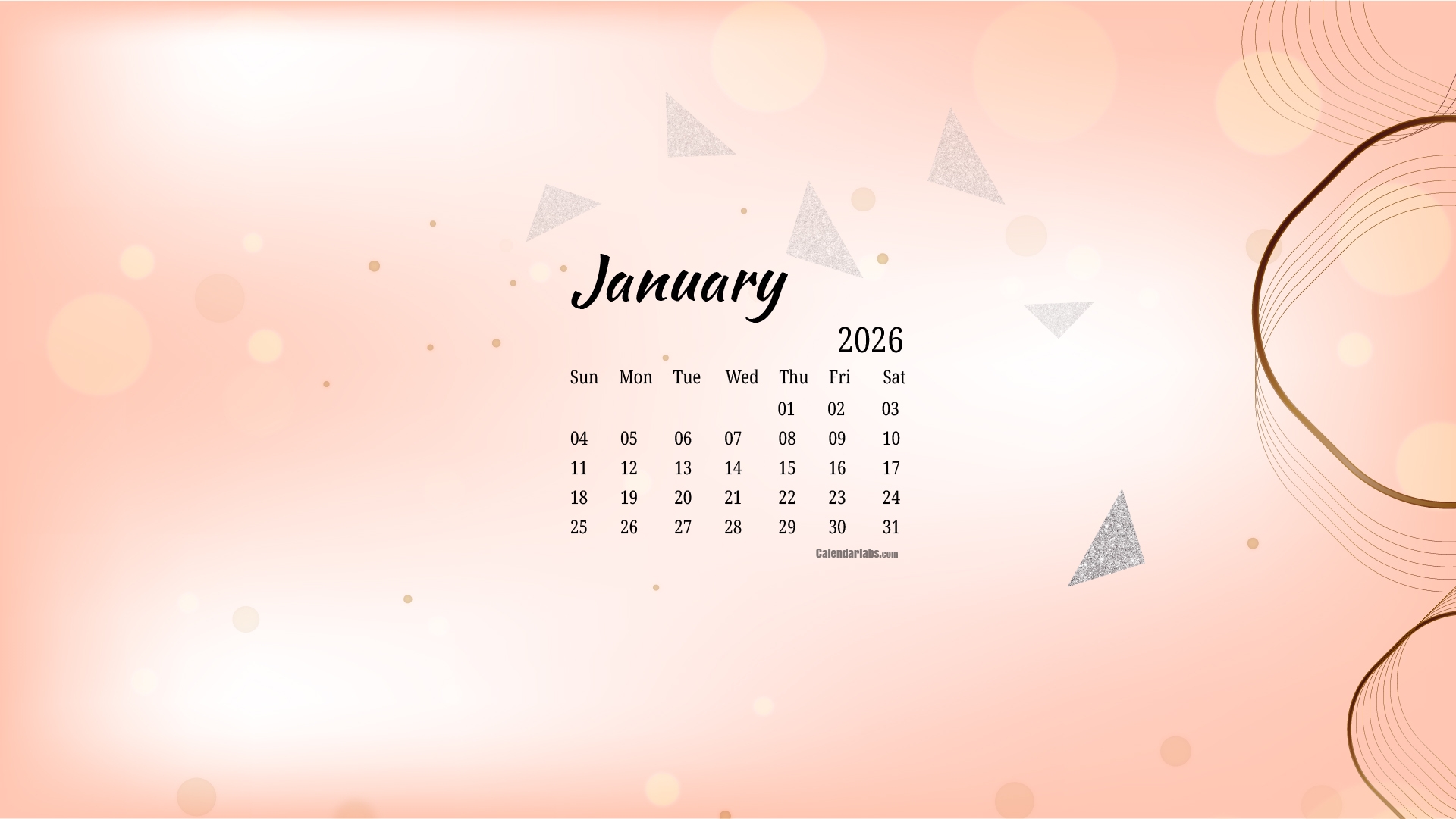 2026 January Calendar Wallpaper